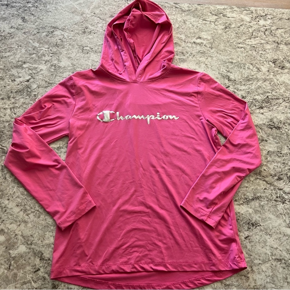Champion pink girls hooded sweatshirt size 14/16 bright colorful